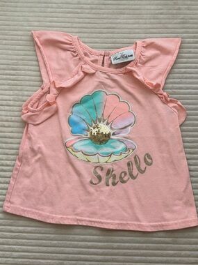 Ambiance Pink Ruffle Sleeve 'Shello' Seashell Tee